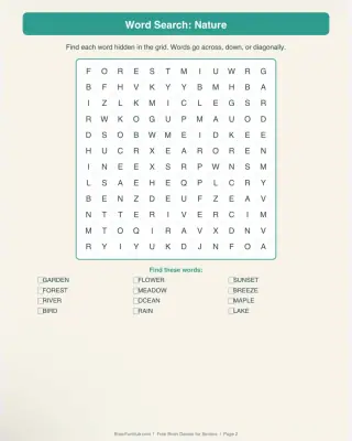 Activity Kit: Printable Brain Games and Conversation Starters for Seniors (3 Word Searches, 20 Trivia Questions, 15 Conversation Cards) thumbnail 1