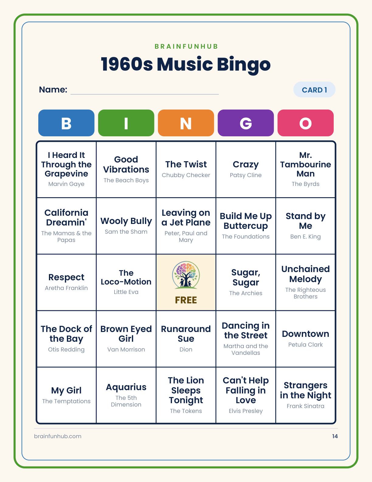 1960s Music Bingo thumbnail 5