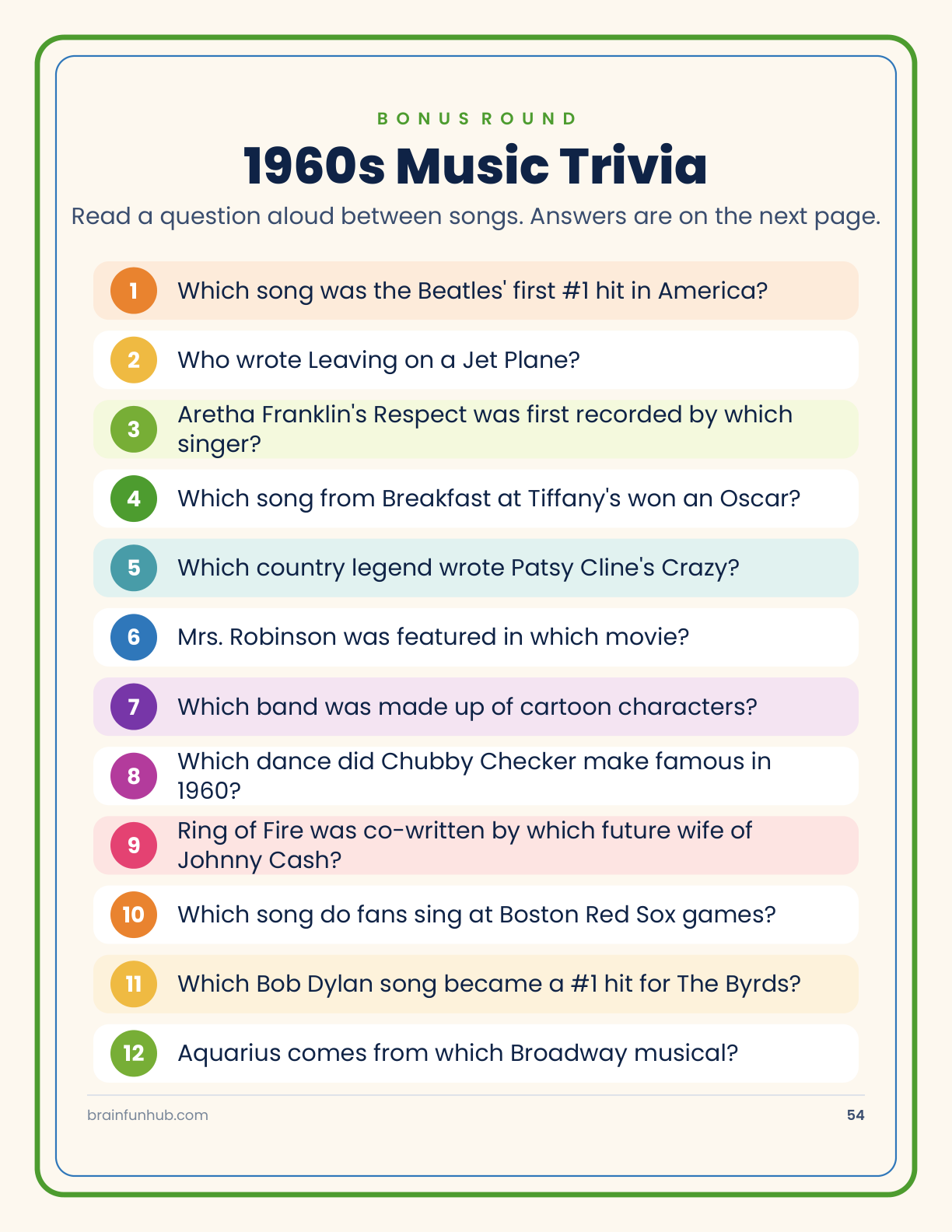 1960s Music Bingo thumbnail 8