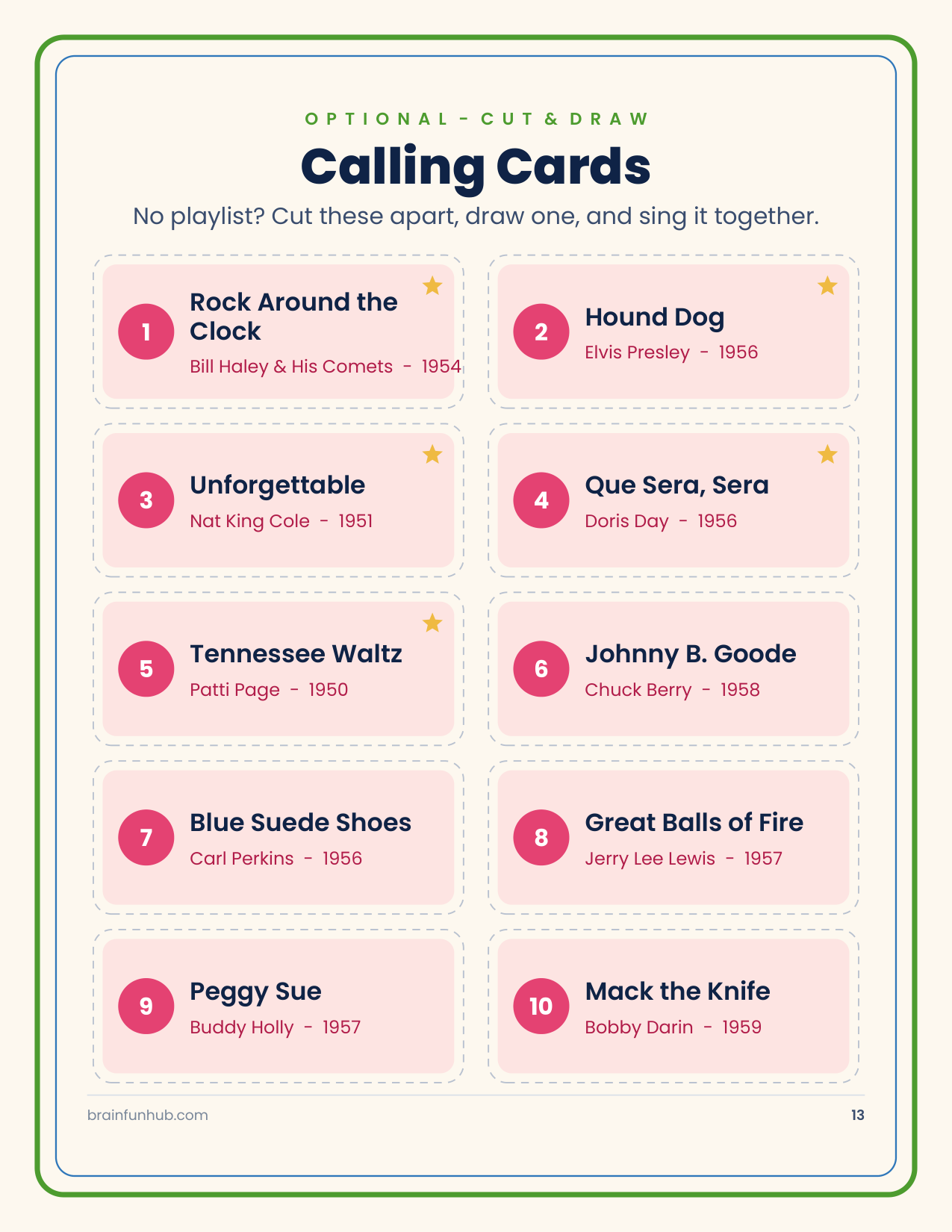 Decades Music Bingo: 60 Hit Songs from the 1950s to the 1980s thumbnail 4