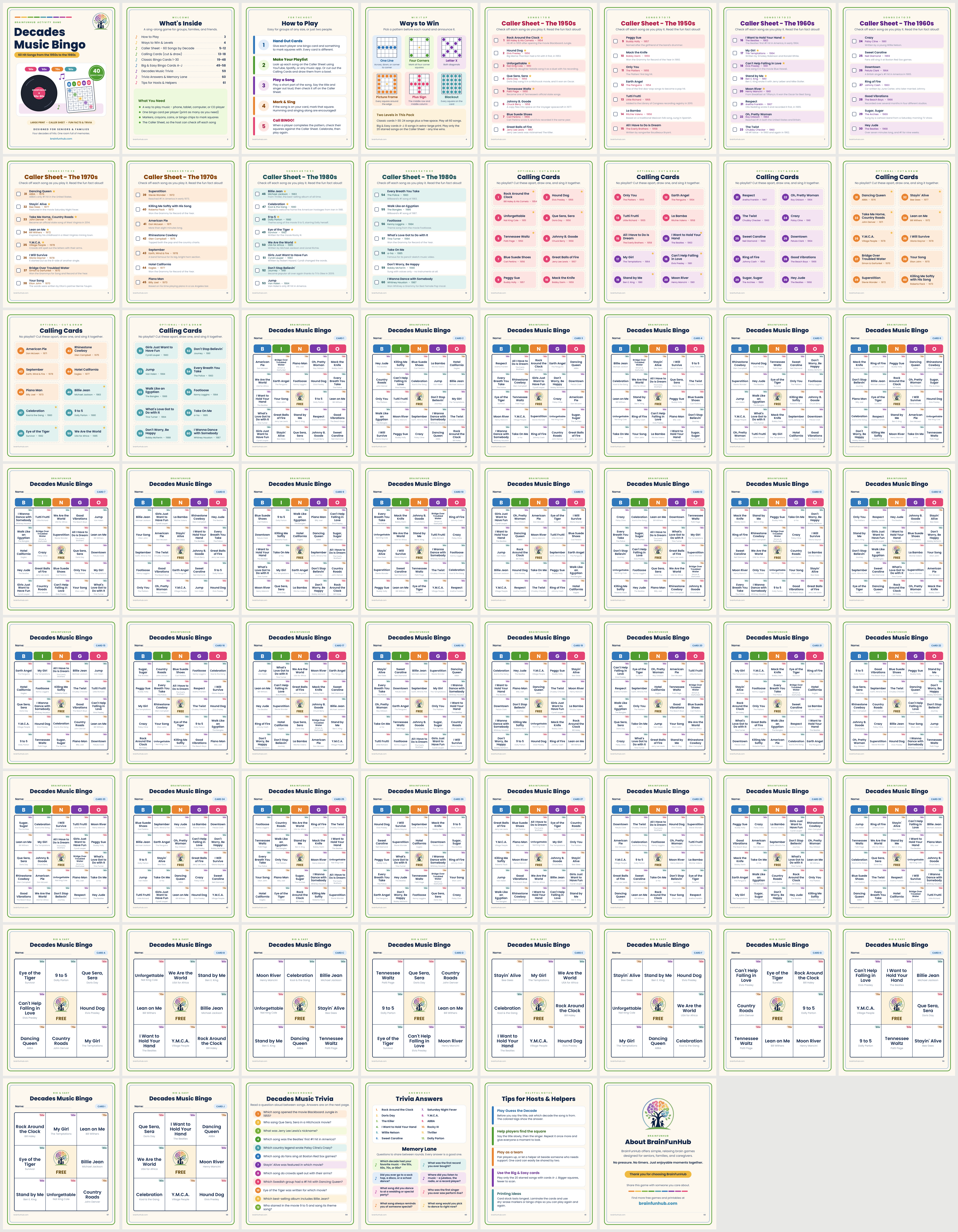 Decades Music Bingo: 60 Hit Songs from the 1950s to the 1980s thumbnail 10