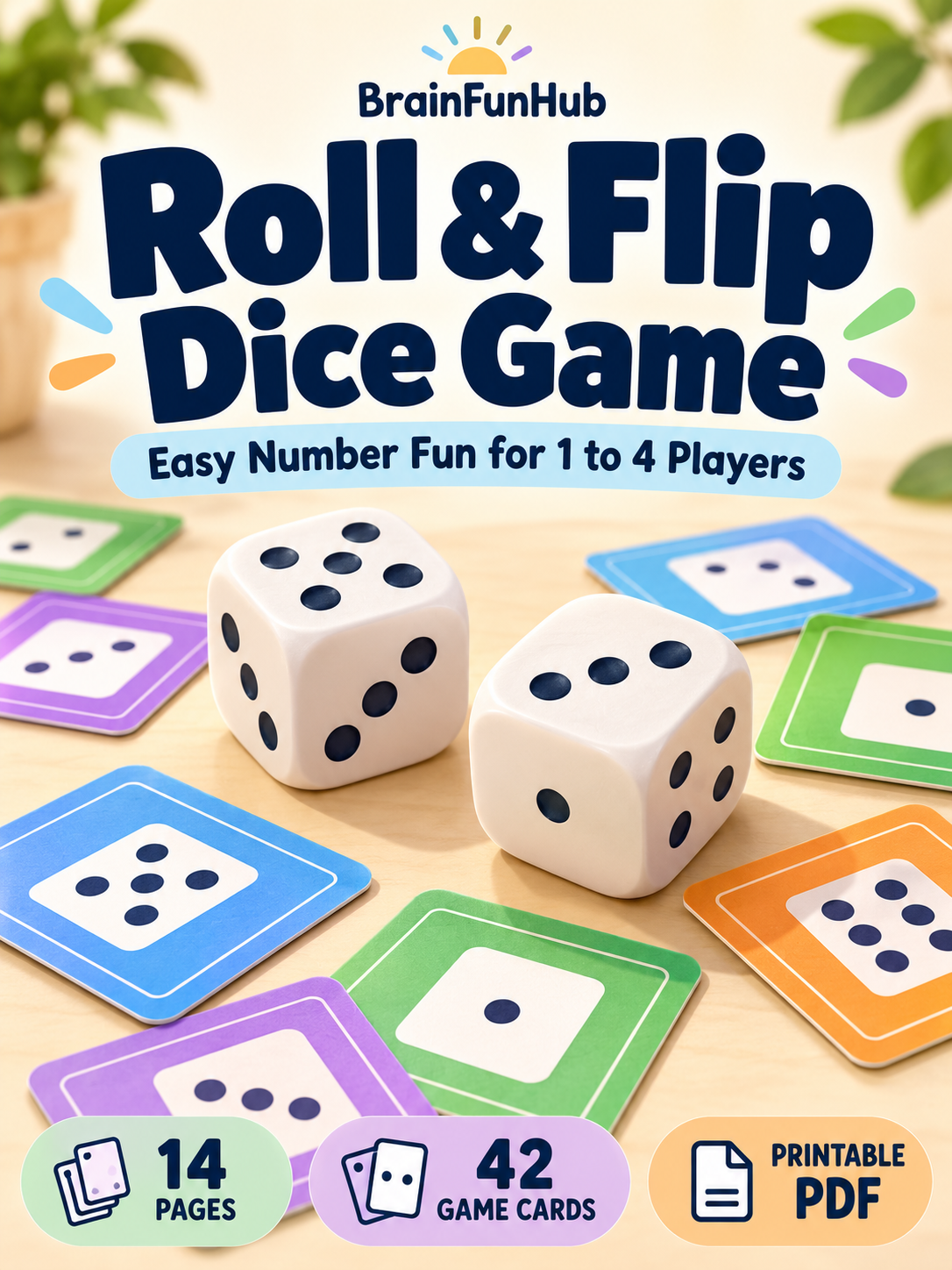 Roll & Flip Dice Game — printable PDF preview