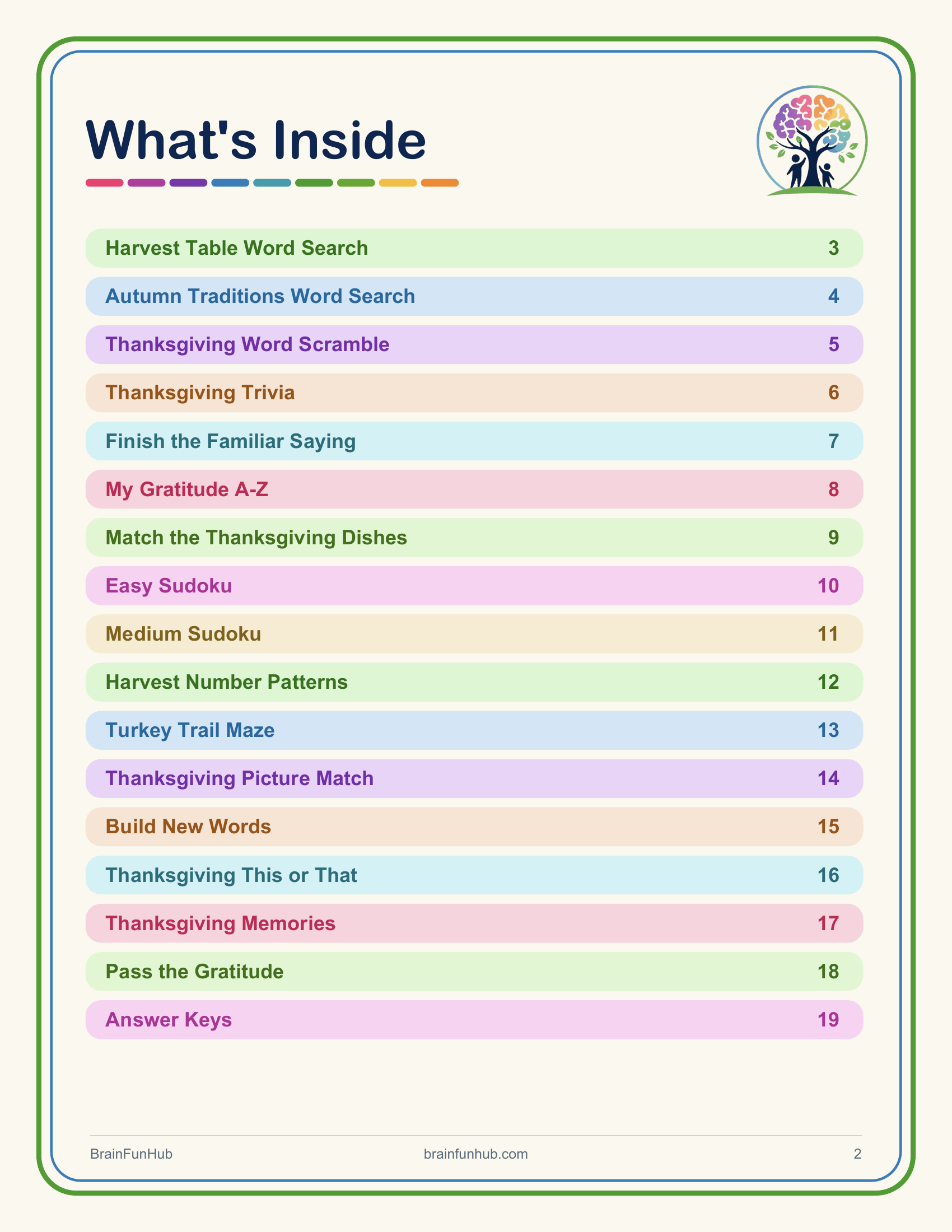 Thanksgiving Activity Puzzles: 16 Large Print Puzzles & Activities thumbnail 2
