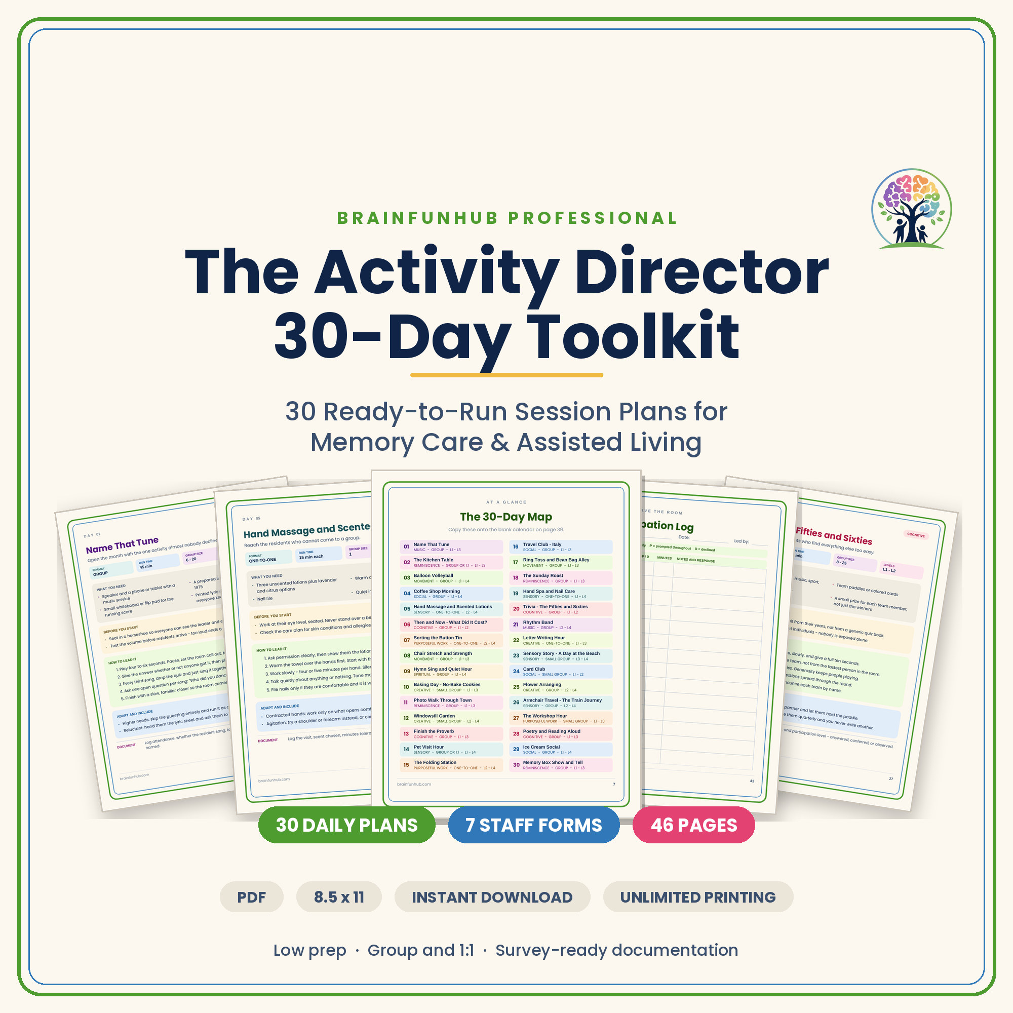 The Activity Director 30-Day Toolkit: 30 Daily Activity Plans β printable PDF preview