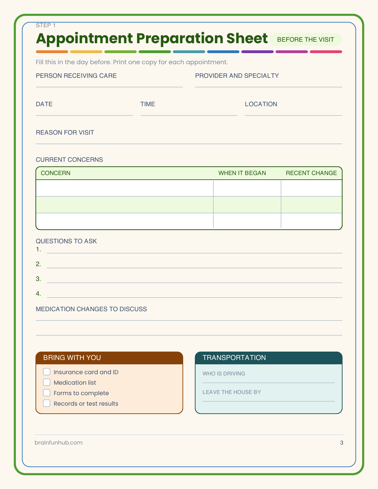Appointment and Medical Notes Log: 9 Page Large Print Printable thumbnail 3