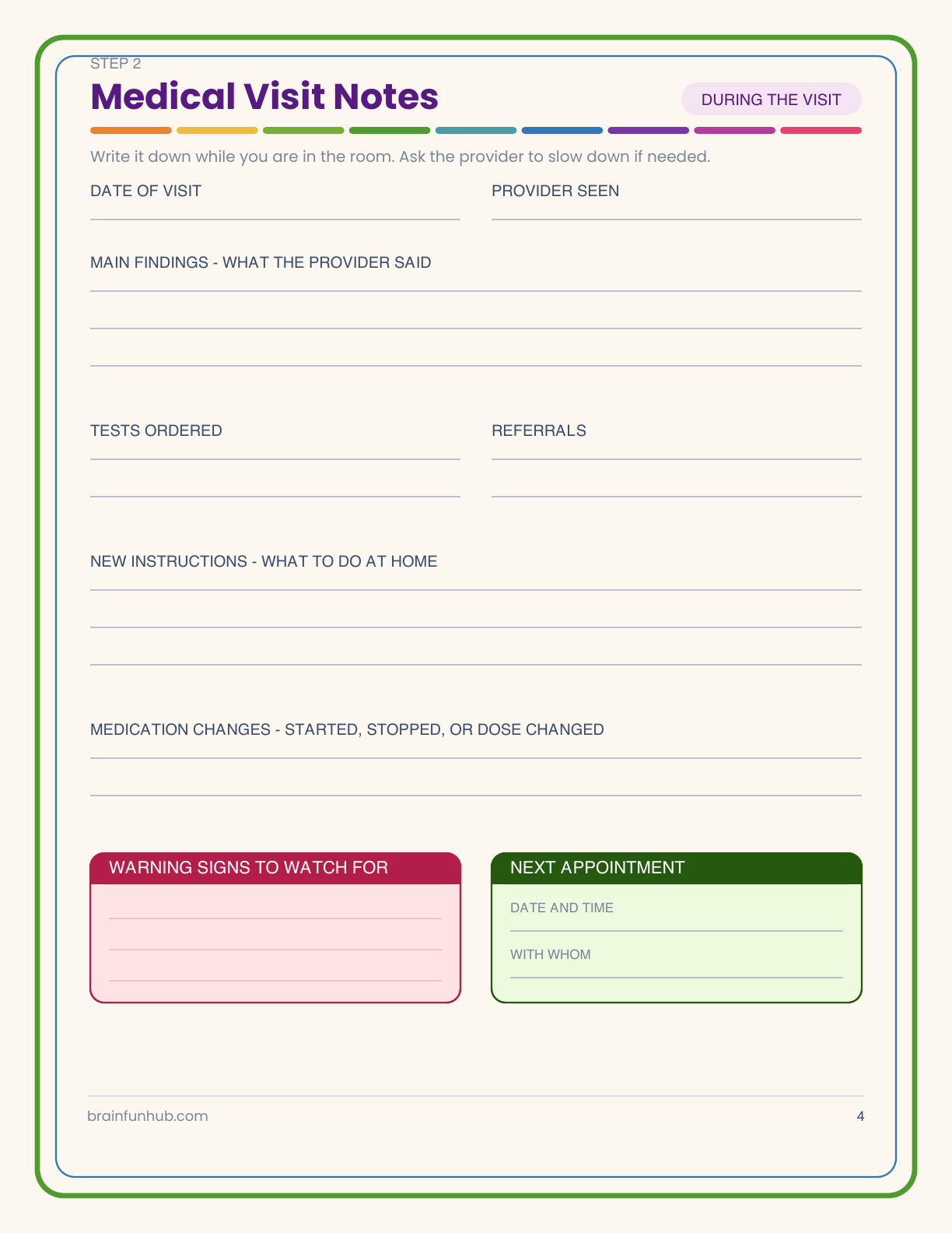 Appointment and Medical Notes Log: 9 Page Large Print Printable thumbnail 4