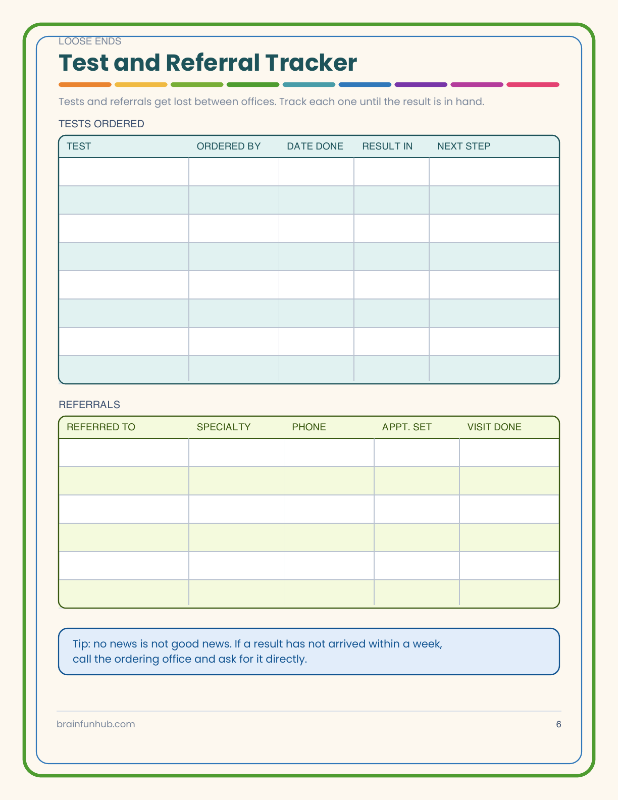 Appointment and Medical Notes Log: 9 Page Large Print Printable thumbnail 6