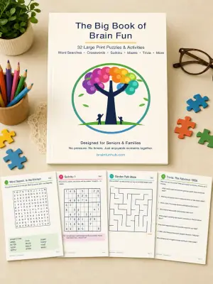 The Big Book of Brain Fun: 32 Large Print Puzzles and Activities — printable PDF preview