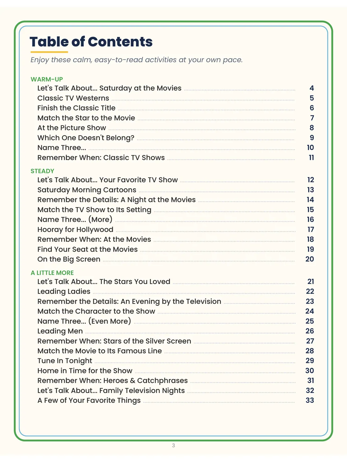 Classic TV and Movies: Large Print Memory Activities (30 Activities) preview 2