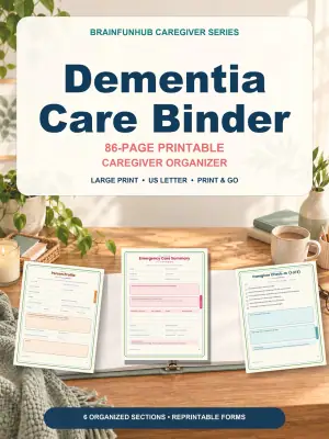Dementia Care Binder: 86 Page Printable Caregiver Organizer β printable PDF preview