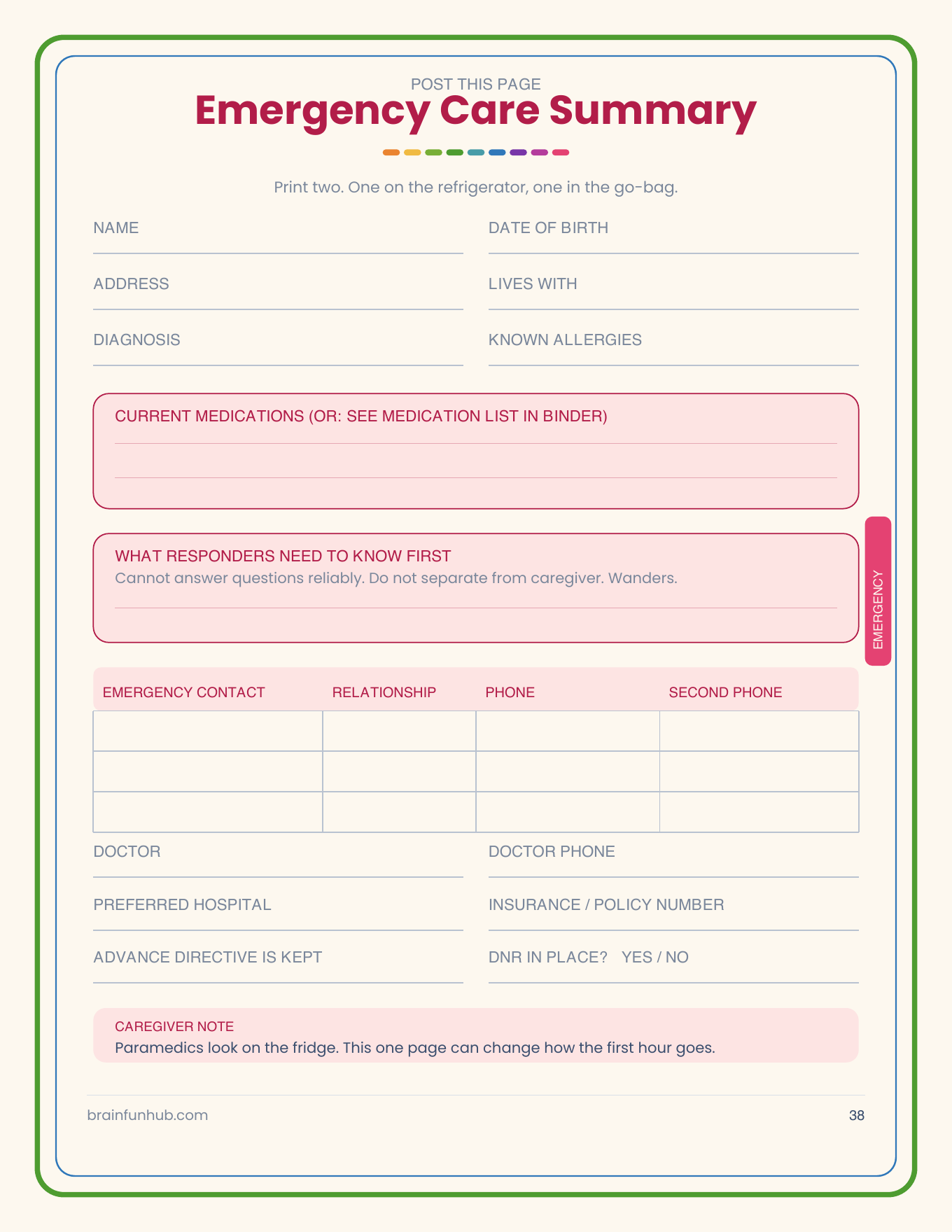 Dementia Care Binder: 86 Page Printable Caregiver Organizer thumbnail 5
