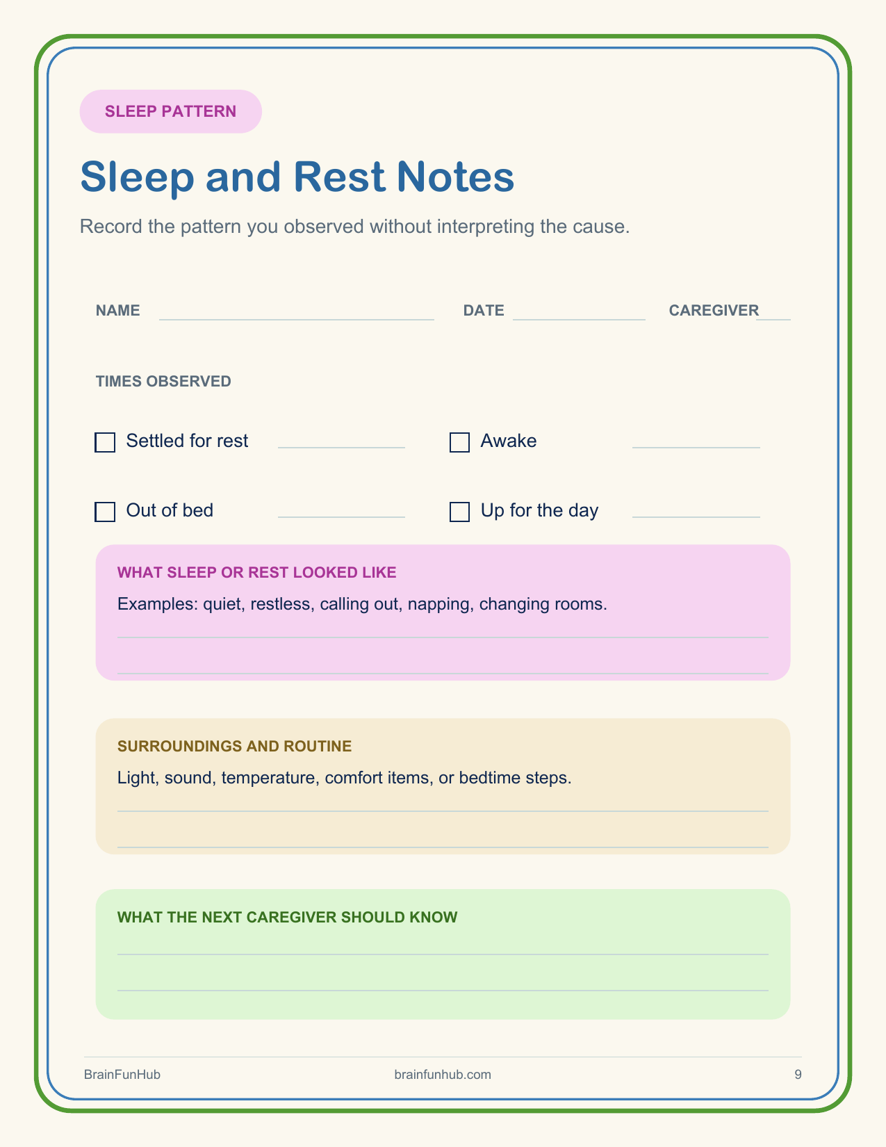 Dementia Care Routine Planner: 24 Page Caregiver Handoff Printable thumbnail 5