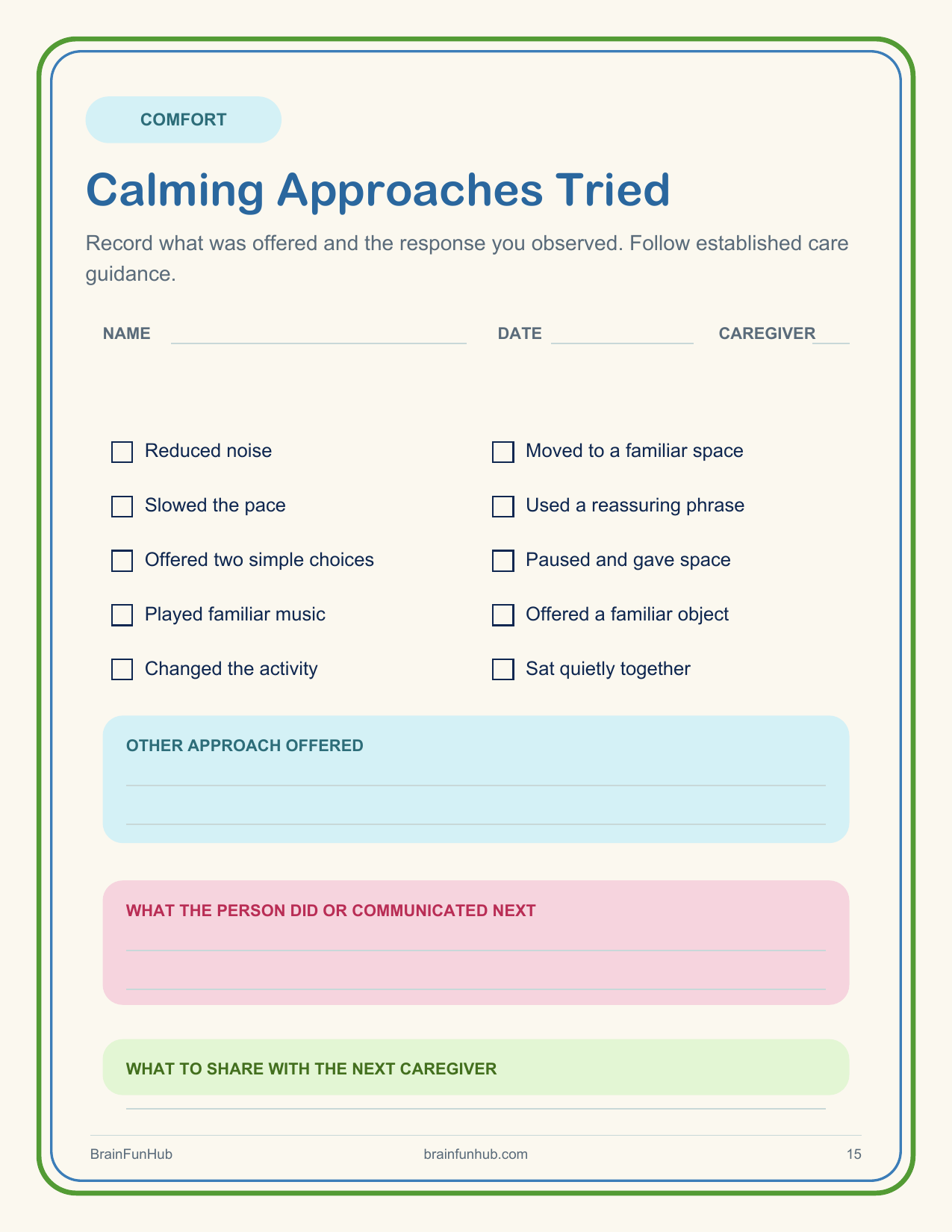 Dementia Care Routine Planner: 24 Page Caregiver Handoff Printable thumbnail 7