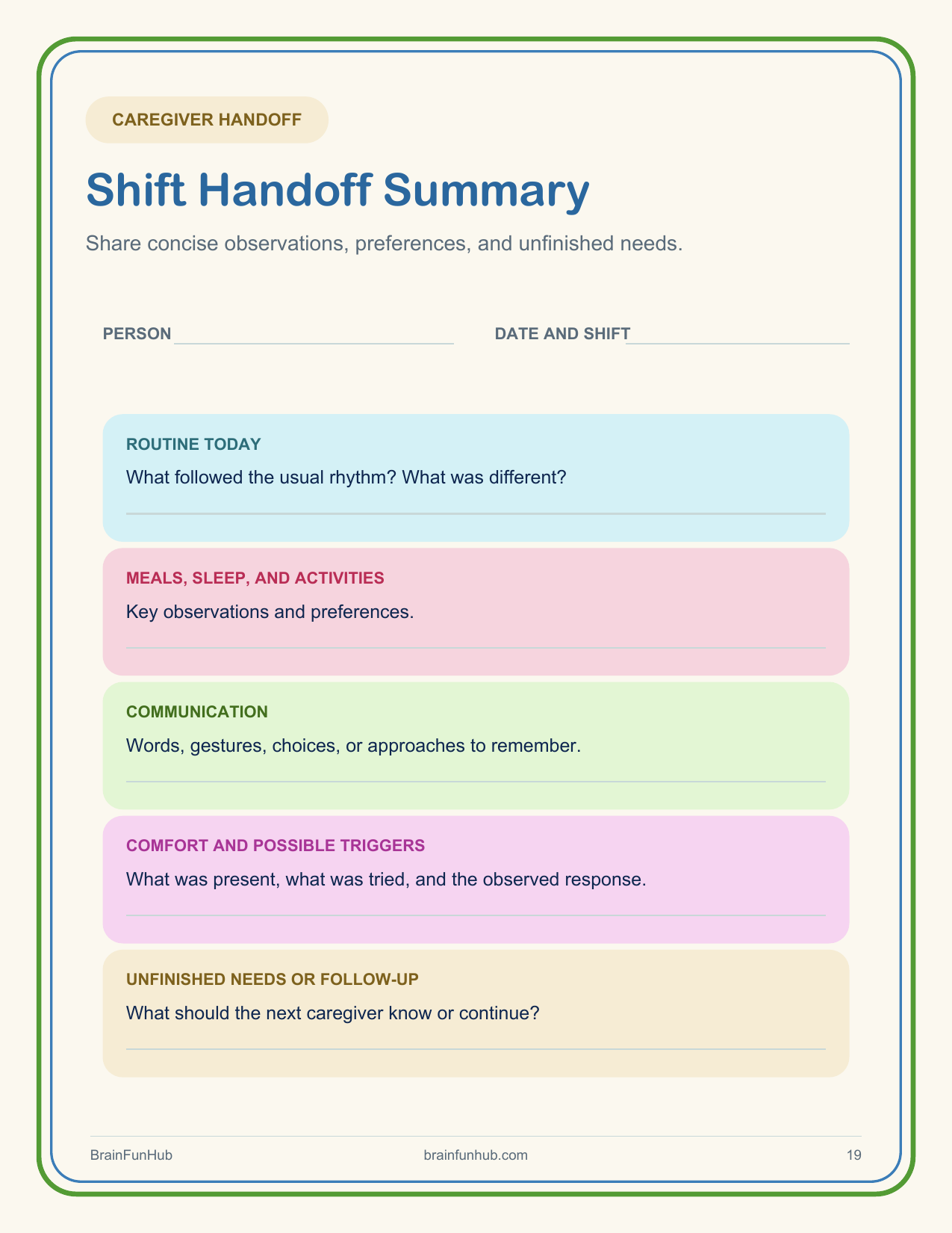 Dementia Care Routine Planner: 24 Page Caregiver Handoff Printable thumbnail 8