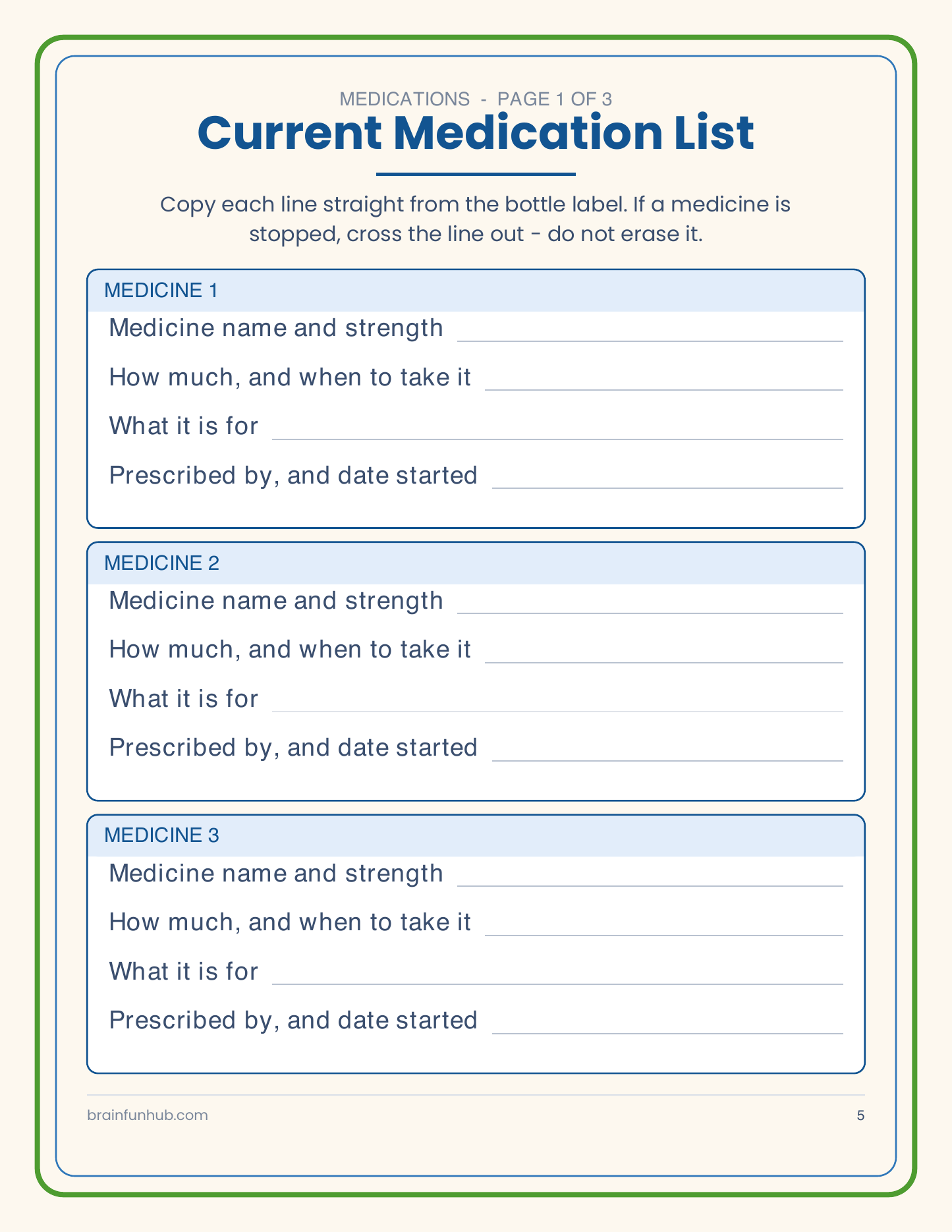 Medication & Doctor Visit Organizer: 40 Page Large Print PDF thumbnail 3