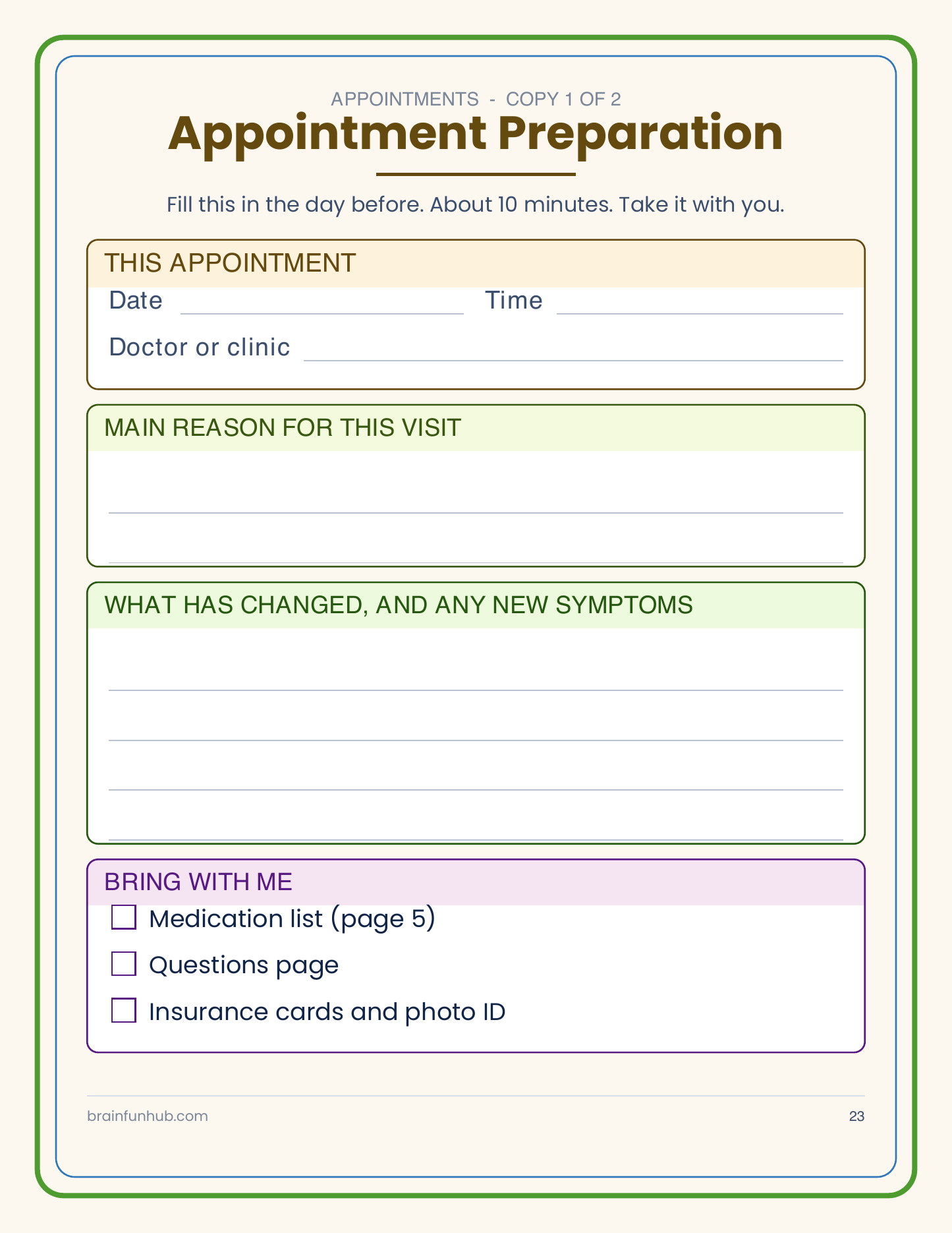 Medication & Doctor Visit Organizer: 40 Page Large Print PDF thumbnail 6