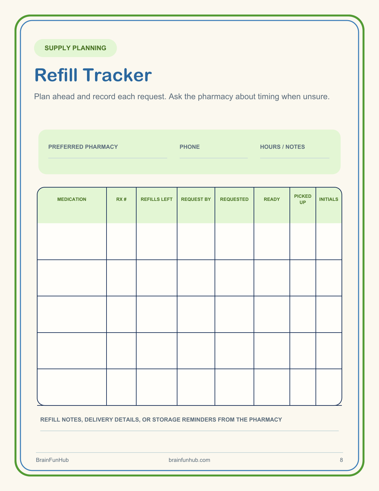 Medication Tracker: 10 Page Large Print Caregiver Printable thumbnail 7