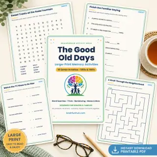 The Good Old Days: Large Print Memory Activities (30 Activities) — printable PDF preview