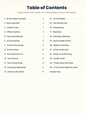 Large Print Crosswords: Memory Lane (25 Nostalgic Puzzles with Answer Key) thumbnail 2
