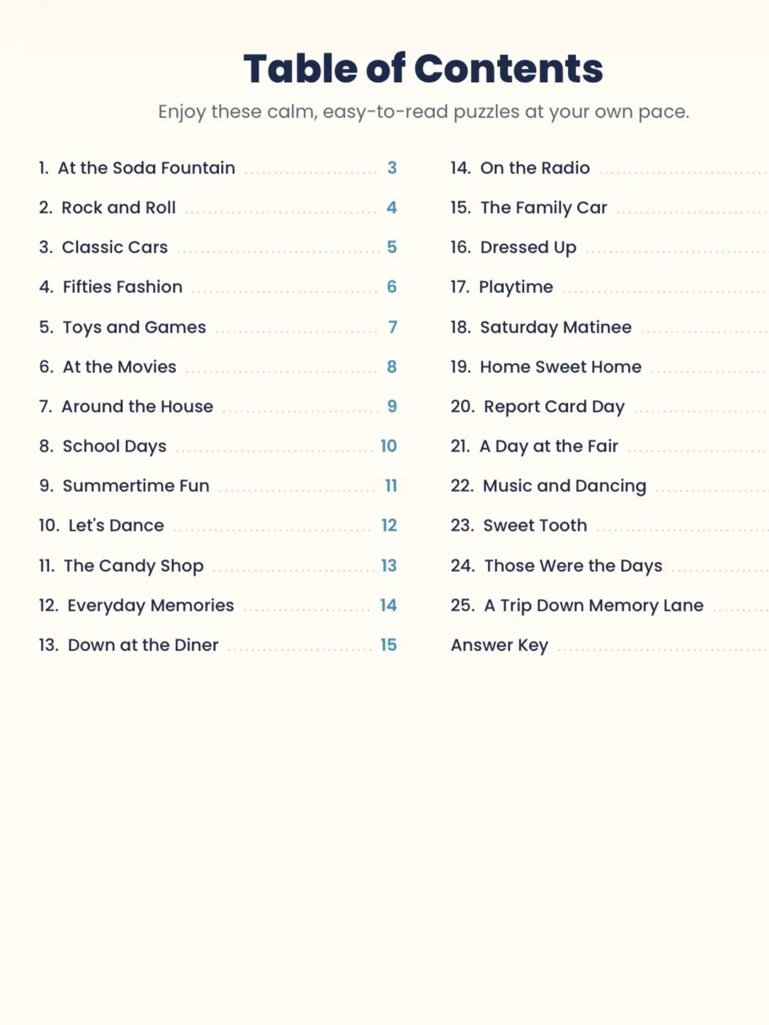 Large Print Crosswords: Memory Lane (25 Nostalgic Puzzles with Answer Key) preview 2