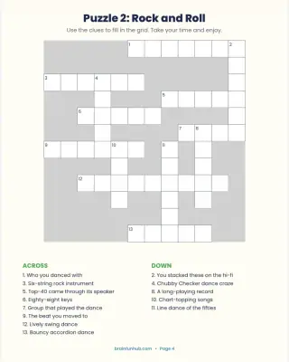 Large Print Crosswords: Memory Lane (25 Nostalgic Puzzles with Answer Key) thumbnail 3