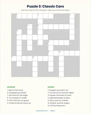 Large Print Crosswords: Memory Lane (25 Nostalgic Puzzles with Answer Key) thumbnail 4