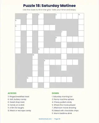 Large Print Crosswords: Memory Lane (25 Nostalgic Puzzles with Answer Key) thumbnail 5