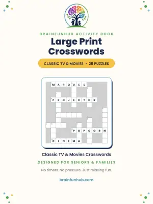Large Print Crosswords: Classic TV and Movies (25 Puzzles with Answer Key) thumbnail 1