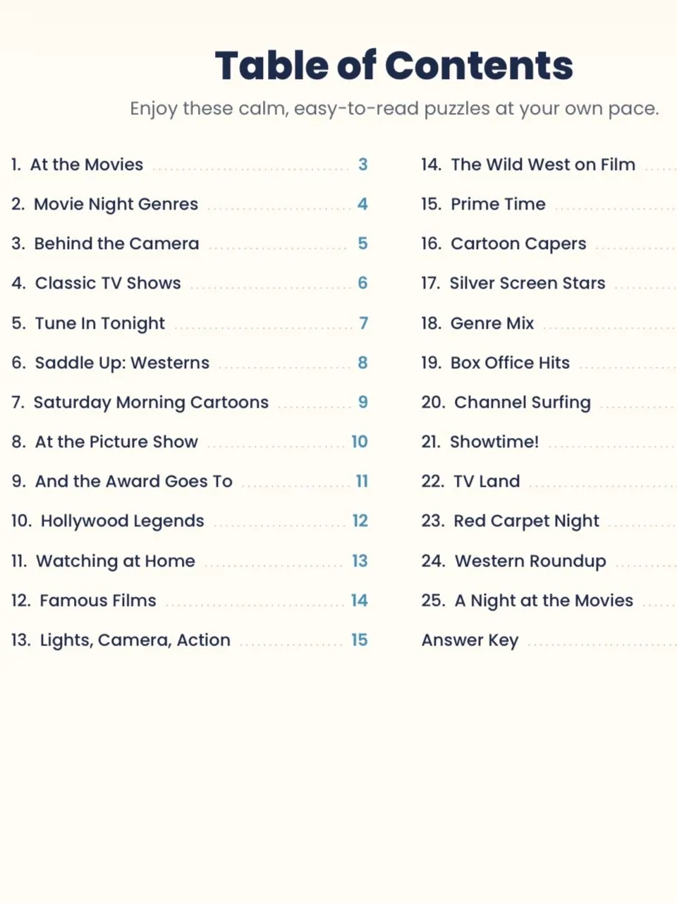 Large Print Crosswords: Classic TV and Movies (25 Puzzles with Answer Key) preview 2