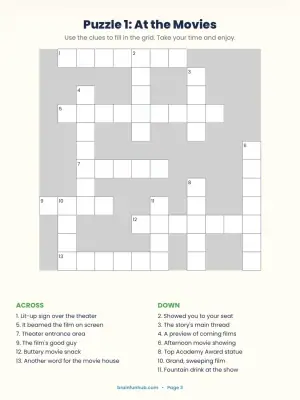 Large Print Crosswords: Classic TV and Movies (25 Puzzles with Answer Key) thumbnail 3