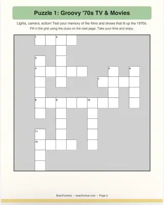 Groovy '70s Large Print Crosswords: 1970s Theme (3 Puzzles) thumbnail 2