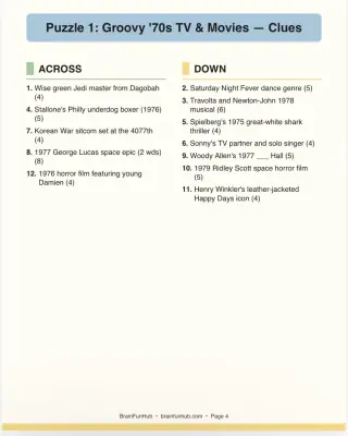 Groovy '70s Large Print Crosswords: 1970s Theme (3 Puzzles) thumbnail 3