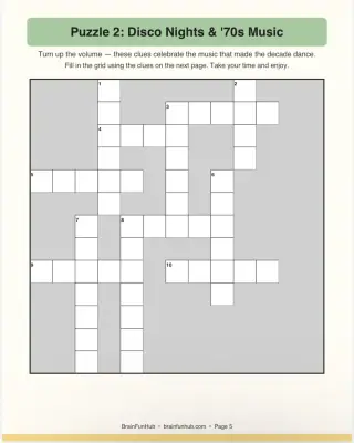 Groovy '70s Large Print Crosswords: 1970s Theme (3 Puzzles) thumbnail 4