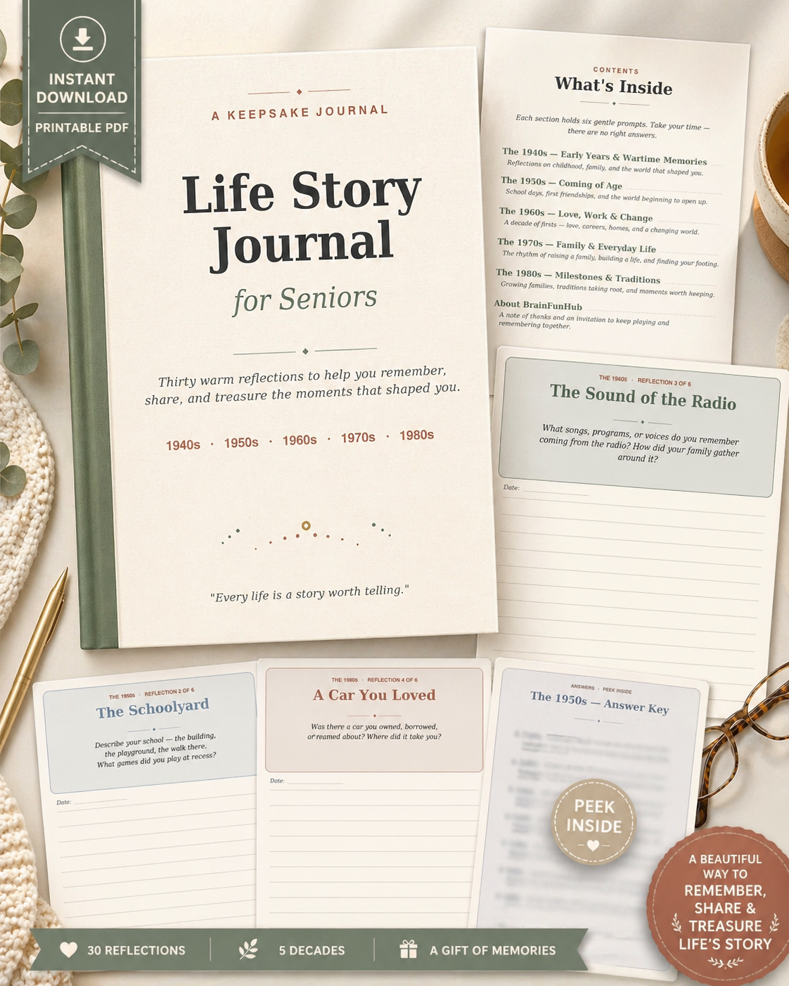 Life Story Journal for Seniors: A Keepsake Journal with 30 Warm Reflections Across Five Decades thumbnail 1