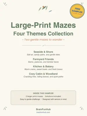 Large Print Mazes Free Sampler: Two Seaside Mazes with Solutions thumbnail 1