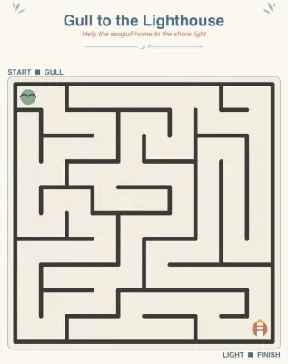 Large Print Mazes Free Sampler: Two Seaside Mazes with Solutions thumbnail 2