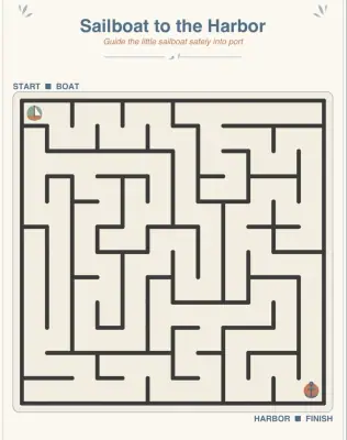 Large Print Mazes Free Sampler: Two Seaside Mazes with Solutions thumbnail 3