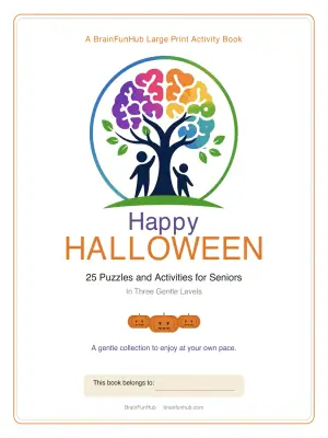 Happy Halloween Large Print Activity Book: 25 Puzzles and Activities for Seniors thumbnail 1