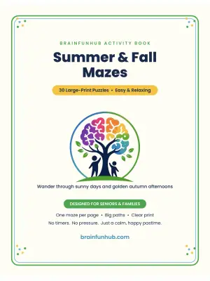 Summer and Fall Mazes: 30 Large Print Puzzles with Answer Keys thumbnail 1