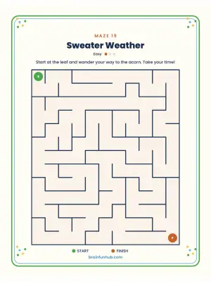 Summer and Fall Mazes: 30 Large Print Puzzles with Answer Keys thumbnail 6
