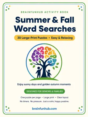 Summer and Fall Word Searches: 30 Large Print Puzzles with Answer Keys thumbnail 1