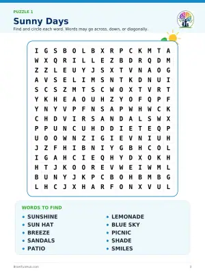 Summer and Fall Word Searches: 30 Large Print Puzzles with Answer Keys thumbnail 3