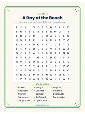 Summer Word Search Free Sampler: 2 Large Print Puzzles with Answer Key thumbnail 4