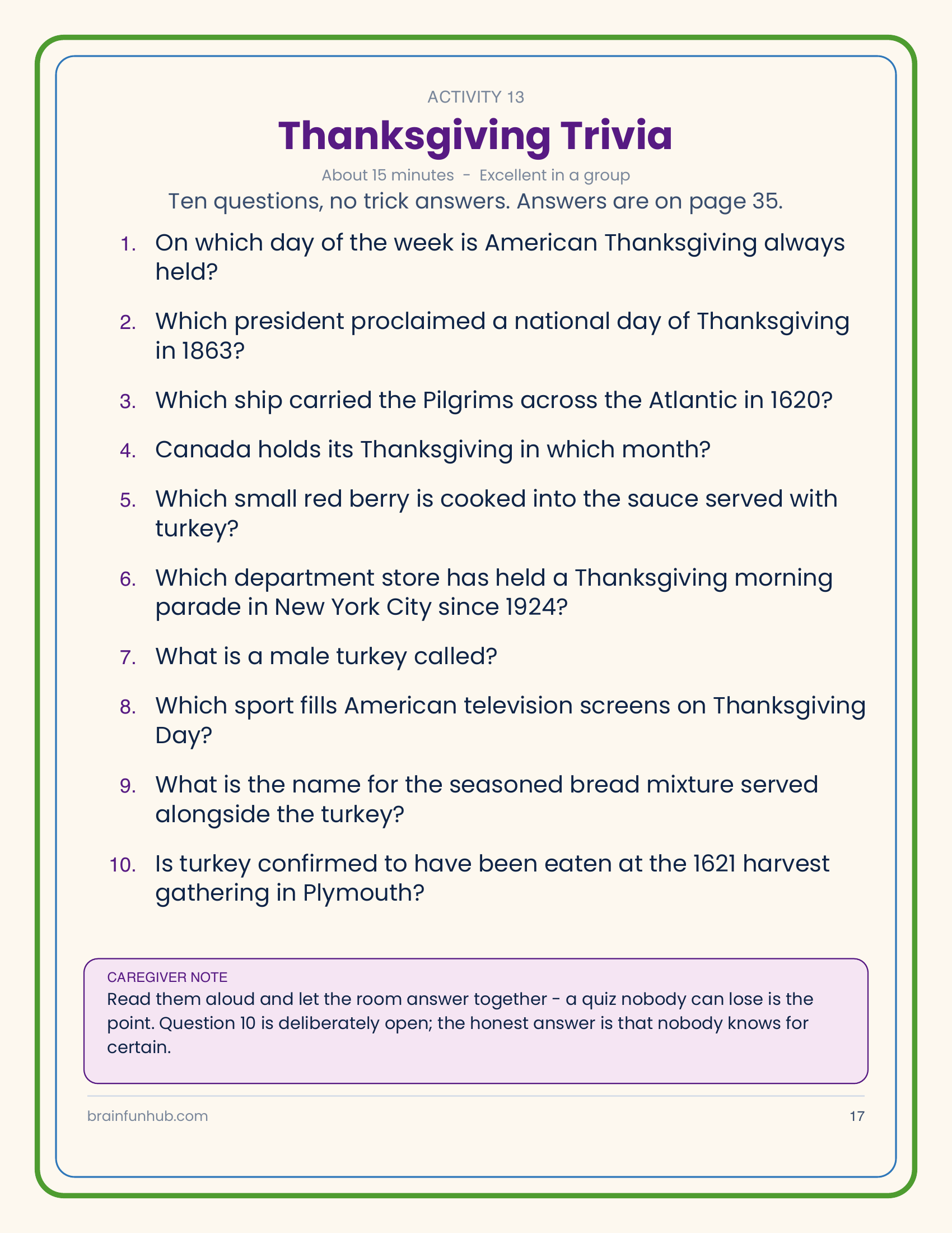 Thanksgiving Gathering: 24 Large Print Activities for Seniors and Caregivers thumbnail 6