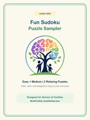 Fun Sudoku Puzzle Sampler: 2 Large Print Puzzles with Answer Key thumbnail 1
