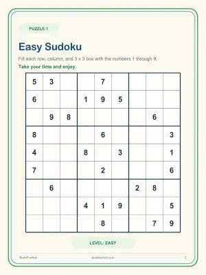 Fun Sudoku Puzzle Sampler: 2 Large Print Puzzles with Answer Key thumbnail 2