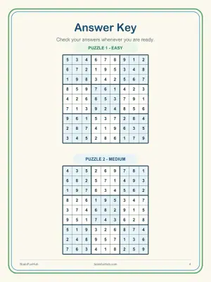 Fun Sudoku Puzzle Sampler: 2 Large Print Puzzles with Answer Key thumbnail 4