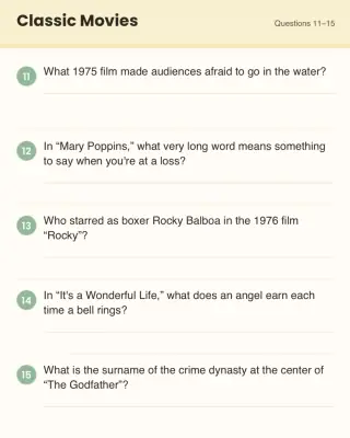 Large Print Trivia: Classic Movies (20 Questions with Answer Key) thumbnail 2