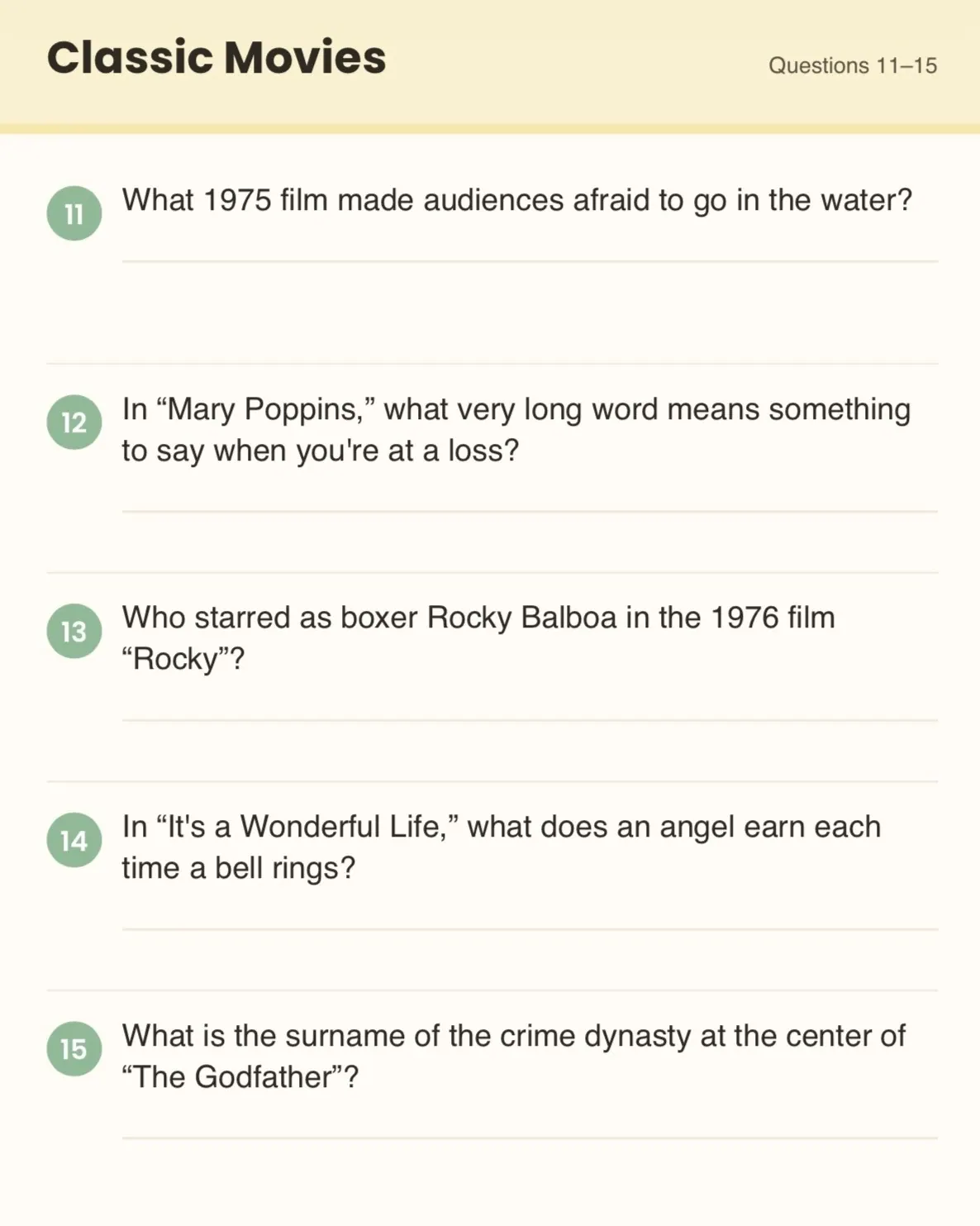 Large Print Trivia: Classic Movies (20 Questions with Answer Key) preview 2