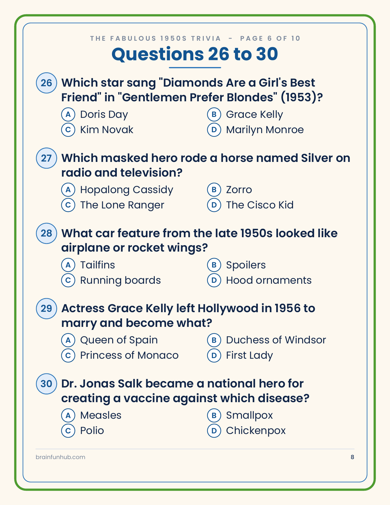 The Fabulous 1950s Trivia: 50 Nostalgia Trivia Questions thumbnail 6